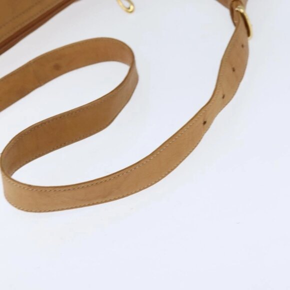 LOEWE Anagram Shoulder Bag Leather Brown Gold Auth - Picture 8 of 16